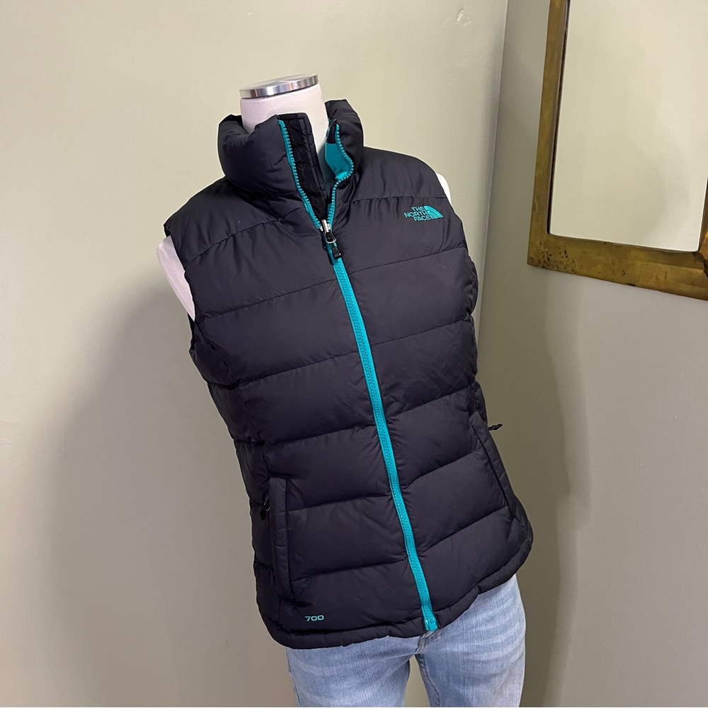 The North Face Black and Teal Nupse 700 Vest
